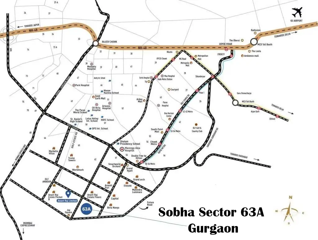 Sobha Sector 63A Location Map